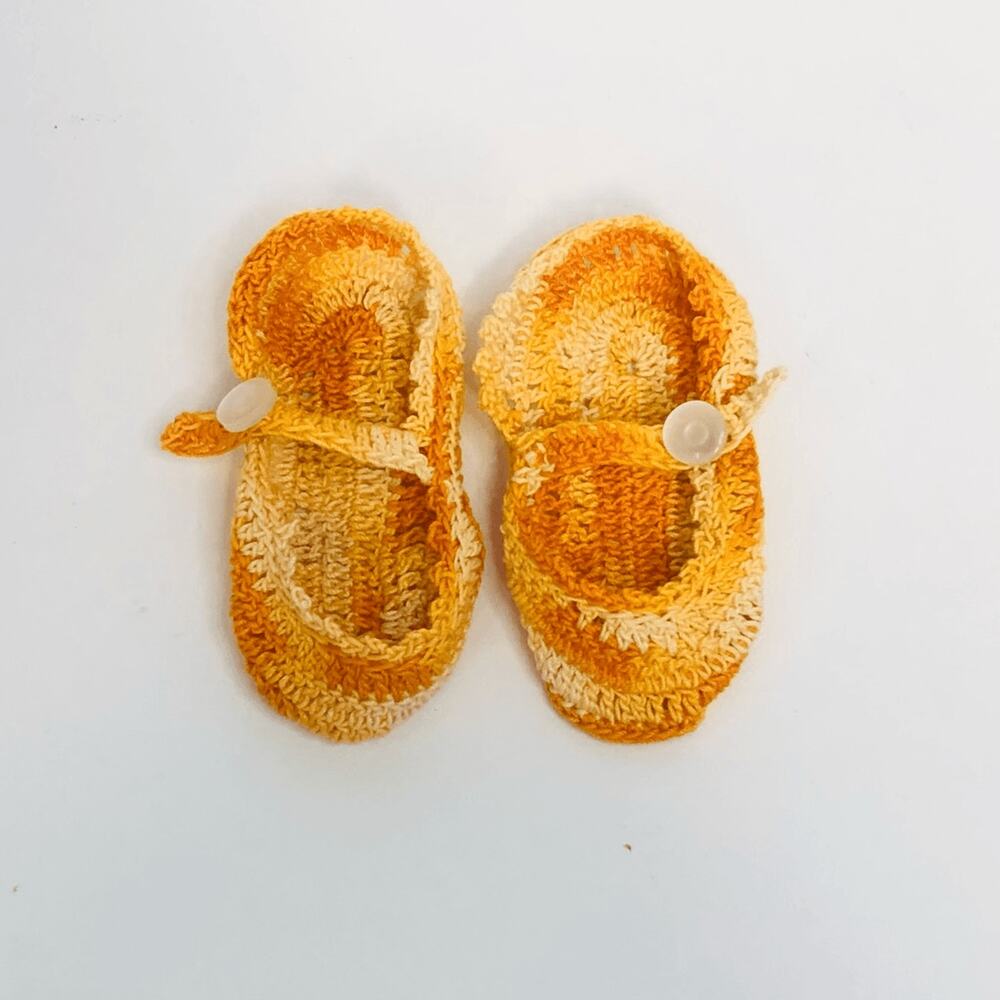 vintage crochet baby booties orange shoes handmade‎ multi orange yellow summer
